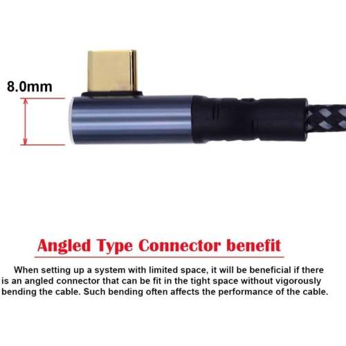 USB C to USB C 240W Cable 480Mbps 48V 5A 90 Degree Low Profile Angled Compatible with USB2.0 100W Charging