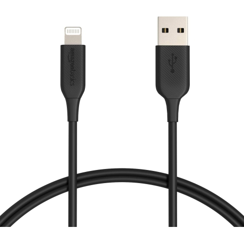 ABS – Câble USB-A à Lightning, chargeur certifié MFi pour Apple iPhone, iPad, noir, 3 pi, paq./2