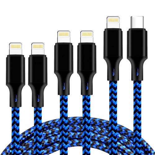 USB C to Lightning Cable 5 Pack 3/3/6/6/10FT iPhone Charger Apple MFi Certified Power Delivery Fast Charging