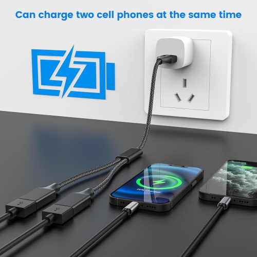 USB Splitter Cable USB y Splitter Adapter Dual USB 2.0 Power Cord Extension for Charging/Data