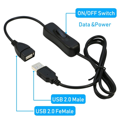 USB Extension Cable with ON/Off Switch USB Male to Female Cable Support for USB Headset, LED