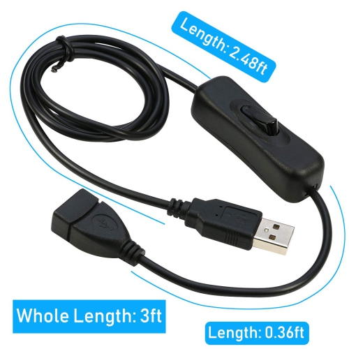 USB Extension Cable with ON/Off Switch USB Male to Female Cable Support for USB Headset, LED