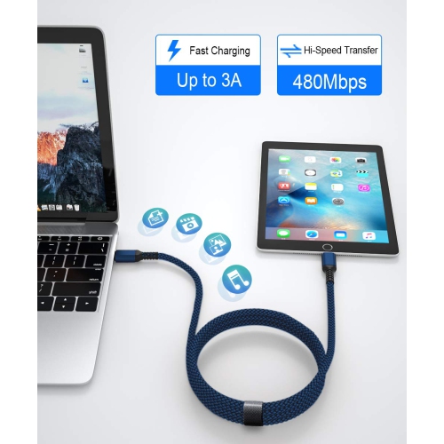 Câble de chargement USB-C vers Lightning 10 pi avec adaptateur USB-A, câble de chargement rapide certifié MFI de type C PD d'Apple