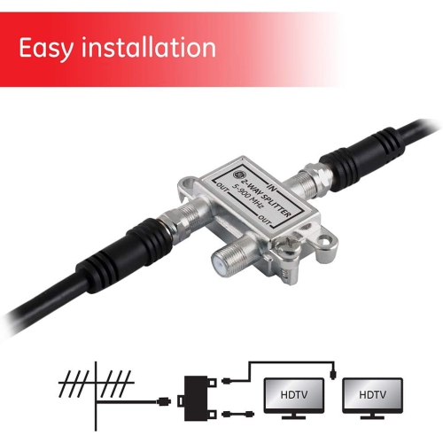 2-Way Coaxial Cable Splitter, 5-900 Mhz Ran, RG59 RG6 Coax Compatible, Audio, Video, Works with HD TV, Cable,
