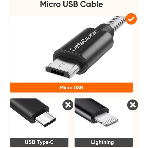[5-Pack] Short USB to Micro USB Cable 6 Inch, USB2.0 Micro USB Charging Cable Triple Shielded Works
