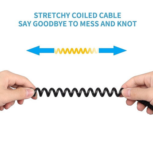 5V DC Coiled Power Cable,USB to DC 5.5mm x 2.1mm Plug Spring Charging Cord for USB Lights, USB Fans, Cartoon