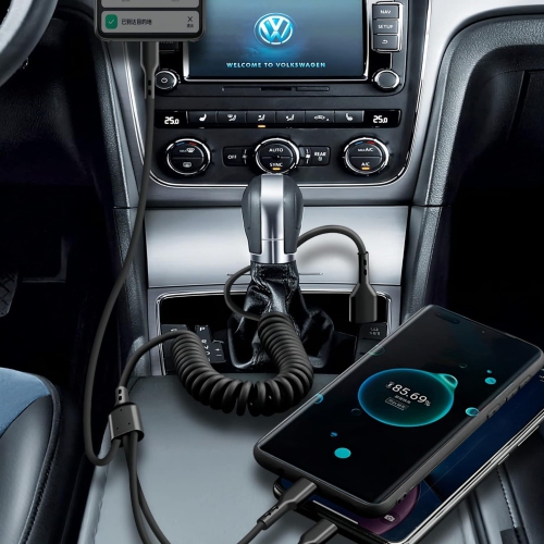 Retractable USB A to USB C Multi Charging Cable,Coiled 5A 3 in 1 Multiple USB C Y Splitter Fast Charging