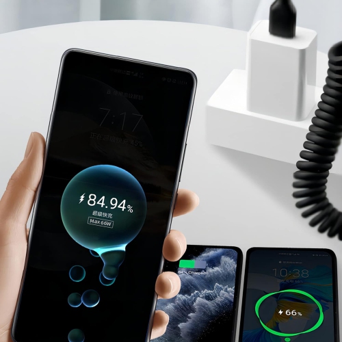 Retractable USB A to USB C Multi Charging Cable,Coiled 5A 3 in 1 Multiple USB C Y Splitter Fast Charging