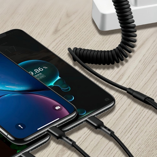 Retractable USB A to USB C Multi Charging Cable,Coiled 5A 3 in 1 Multiple USB C Y Splitter Fast Charging