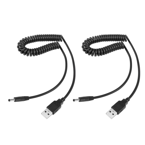 5V DC Coiled Power Cable,USB to DC 4.0mm x 1.7mm Plug Spring Charging Cord for USB Lights, USB Fans, Cartoon