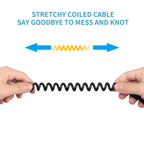 5V DC Coiled Power Cable,USB to DC 4.0mm x 1.7mm Plug Spring Charging Cord for USB Lights, USB Fans, Cartoon