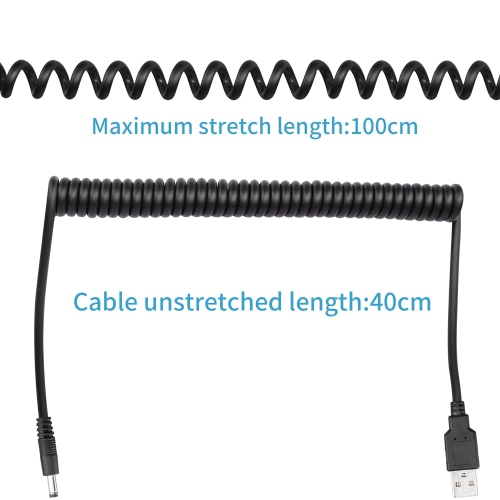 5V DC Coiled Power Cable,USB to DC 4.0mm x 1.7mm Plug Spring Charging Cord for USB Lights, USB Fans, Cartoon