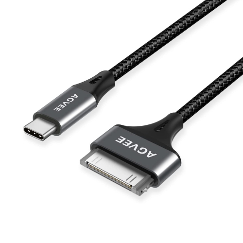 Paquet de 2 câbles 3 pi USB-C à 30 broches pour iPhone iPod 4/4S iPad 1/2/3, adaptateur à coque métallique tressée de type C à 30PIN