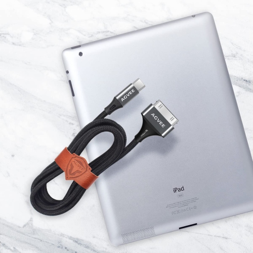 Paquet de 2 câbles 3 pi USB-C à 30 broches pour iPhone iPod 4/4S iPad 1/2/3, adaptateur à coque métallique tressée de type C à 30PIN