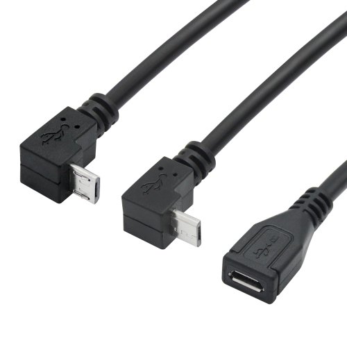 Short Micro USB Extension Cable 25cm/9inch,Up & Down Angle 90 Degree Micro USB Male to Female Charging and Data Sync