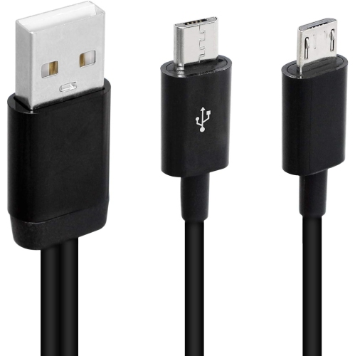 UNKNOWN  8 Inch USB 2.0 Type A Male to Dual Micro USB Male Splitter Y Data Charge Connector Adapter Cable (Black)