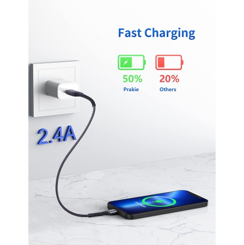 1FT iPhone Charger Cord 2Pack Lightning Cable Short Fast iPhone Charging Cord Nylon Apple USB Cable Compatible