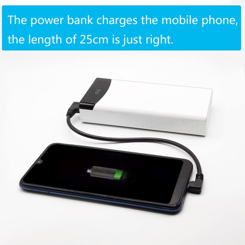 90 Degree Micro USB Cable,25cm/9in USB A Left Angle to Micro USB Right Angle Charging and Data Transfer,for Phone