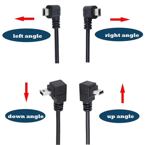 90 Degree Mini USB to USB 2.0 Extension Cable Mini 5pin USB B Male Right Angle to USB 2.0 Male Data GPS