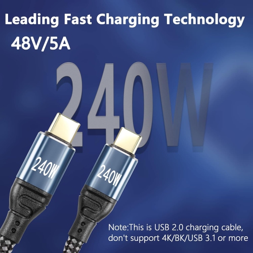 240W USB C to USB C Cable,PD3.1 USB Type-C Fast Charging Cable,USB 2.0 480 Mbps Data Transfer,for