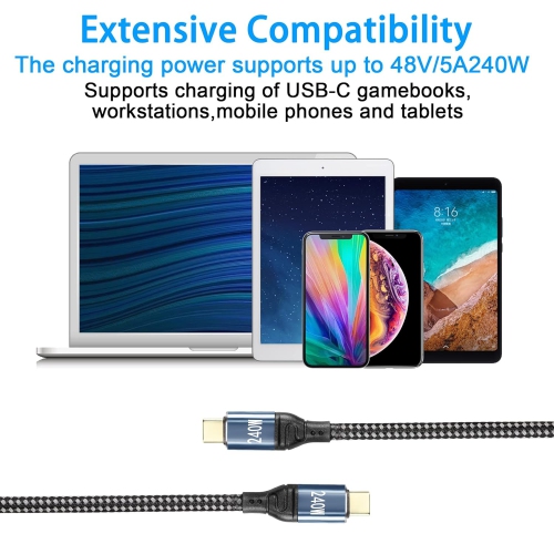 240W USB C to USB C Cable,PD3.1 USB Type-C Fast Charging Cable,USB 2.0 480 Mbps Data Transfer,for