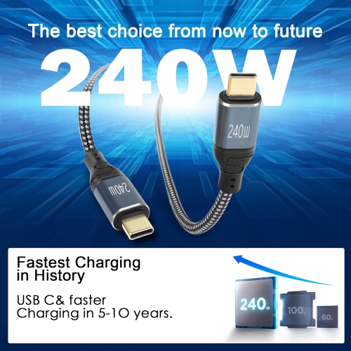 240W USB C to USB C Cable,PD3.1 USB Type-C Fast Charging Cable,USB 2.0 480 Mbps Data Transfer,for
