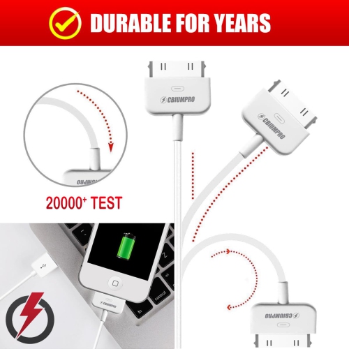 iPhone 4 Charging Cables 30 Pin to USB Fast Charge & Sync Charging Cable Certified for Old Apple iPhone 4s