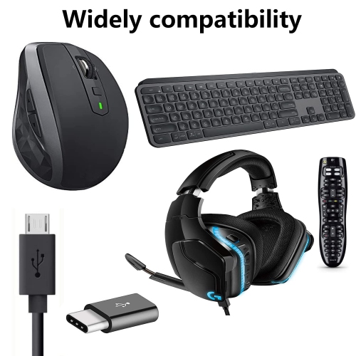 Replacement Logi-tech Charging Cord, USB Charger Cable Compatible with Logi-tech Wireless Headsets, Keyboards,