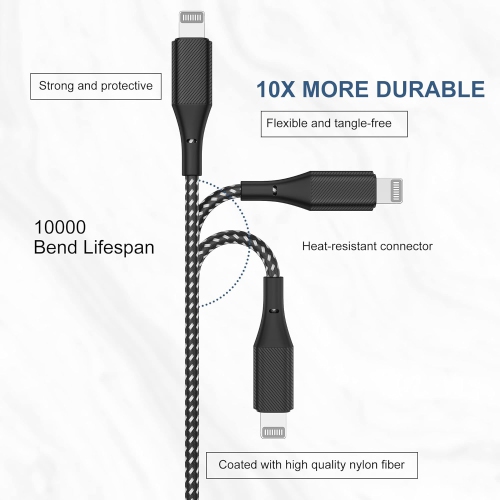 iPhone Charger Cable 10ft 5Pack,[Apple MFi Certified] Long Lightning Cable 10 Foot iPhone Charging Cord for iPhone