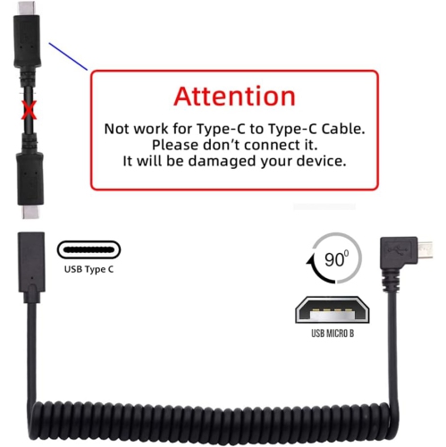 Câble spiralé extensible pour clavier USB-C pour clavier de jeu, rallonge micro USB mâle vers type C femelle