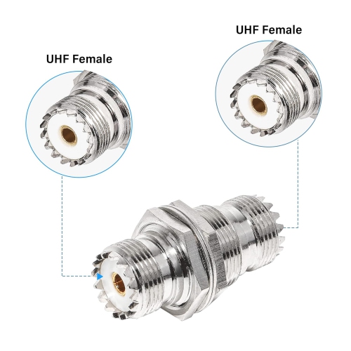 UHF Female to Female Jack Bulkhead Coax Connector SO-239 PL-259 RF Coaxial Cable Adapter 2-Pack
