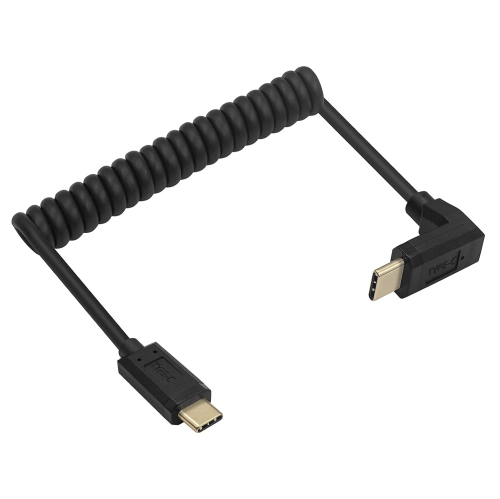 UNKNOWN  Coiled USB 3.1 Type C Cable, 90 Degree Angle USB-C Male to USB-C Male Coiled Spring Spiral Cable, 3A 10GBps