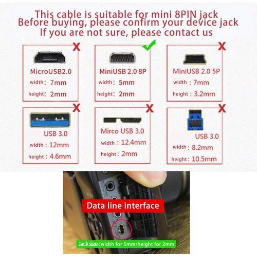 Câble de chargement USB de rechange pour synchronisation de données d'appareil photo Cyber-Shot DSCH300, DSCW370 m de Sony