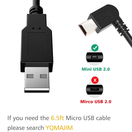 Charging Cable for Dash Cam,6.5 Ft Mini USB Dash Camera Mirror Dash Cam GPS Power Cord,Fit
