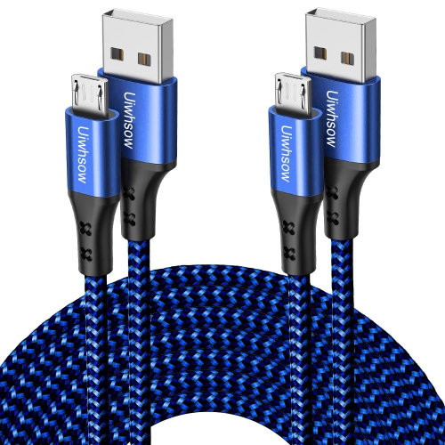 Micro USB Charger Cable [2-Pack, 10ft] Android USB to Micro Cable Nylon Braided Charging Cable Compatible with Samsung,