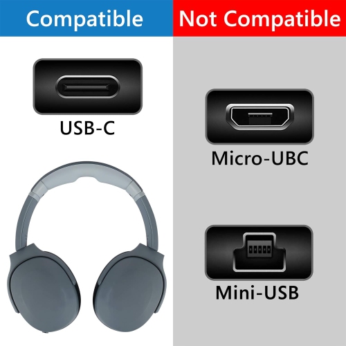 USB Headphones, Earbuds Short Charger Cable Compatible with Skullcandy Rail ANC Push XT Ultra Indy Evo Hesh Evo