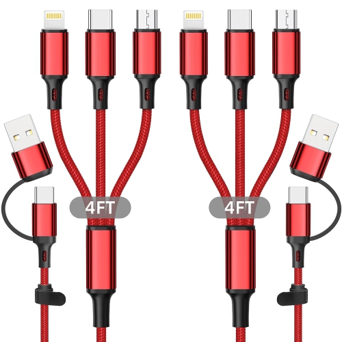 UNKNOWN  USB C Multi Charging Cable 1.2M, 6-In-1 Multi USB Universal Charging Cable, Nylon Braided Cord USB C/a Type