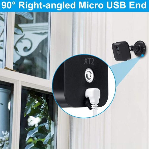 Câble micro USB de 10 pi XT XT2 de Blink avec adaptateur de chargeur, brique de chargeur et extrémité micro USB à angle droit de 90 degrés