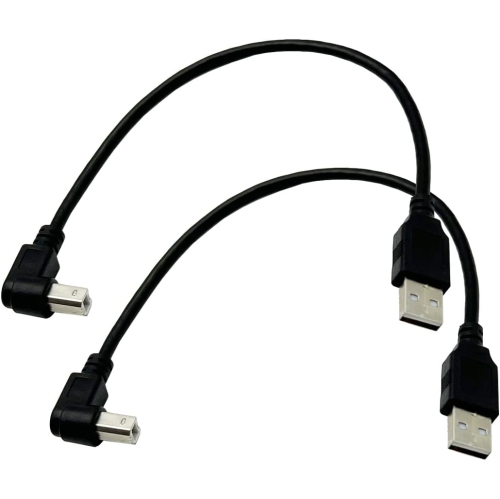 Angled Printer Cable; 2Pack USB to Printer Adapter Cables;90 Degree USB 2.0 A Male to B Male Down Angle Plug