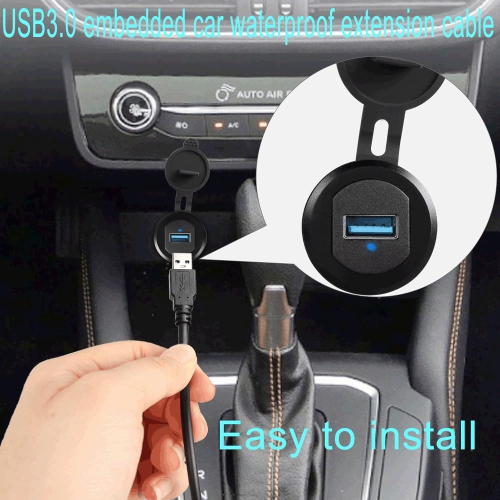 5Gbps USB 3.0 Threaded Fixed Embedded Car Waterproof Cable USB3.0 Female to Male Panel Mount Extension Cable
