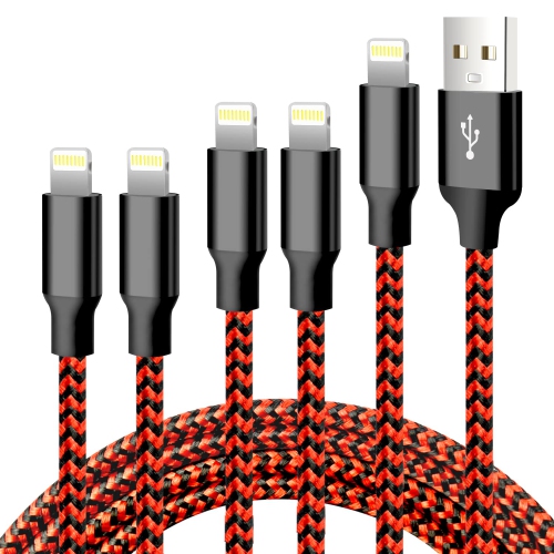 iPhone Charger, 5 Pack 3/3/6/6/10FT Apple MFi Certified USB Lightning Cable Nylon Braided Fast Charging Cord