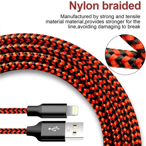 iPhone Charger, 5 Pack 3/3/6/6/10FT Apple MFi Certified USB Lightning Cable Nylon Braided Fast Charging Cord