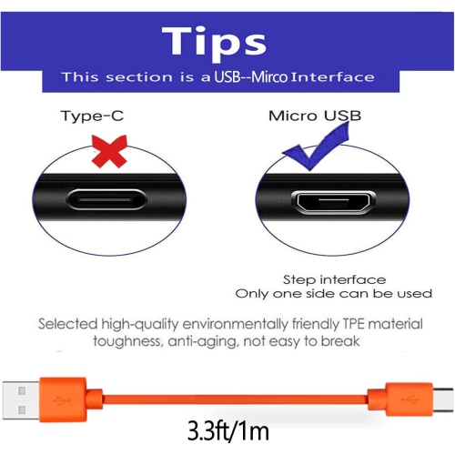Câble de chargement de chargeur USB de rechange pour sonnette vidéo Ring compatible avec Ring 4/cordon d'alimentation 3/2/plus,