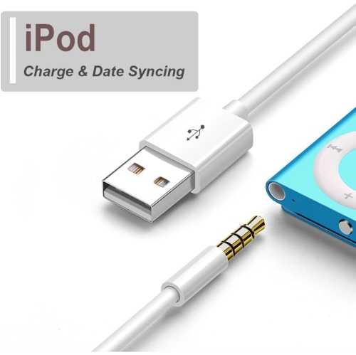 Charging Cable for iPod Shuffle Cable USB Data Sync Cable Cord 3.5mm Male AUX Plug to USB Male Adapter Cable