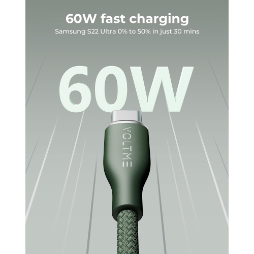 [ Paquet de 2 ] Câble 60&nbsp;W USB A vers C Câble USB C 2,0 en nylon de qualité supérieure, résistance de 56K m, Câble QC 3,0 de type C compatible