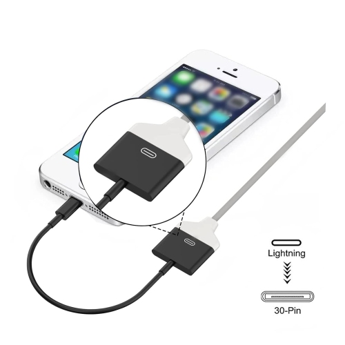 30 Pin to Charger for Lightning Cable Adapter, 8-Pin Male to 30-Pin Female Connector Converter with Phone Charger Cable