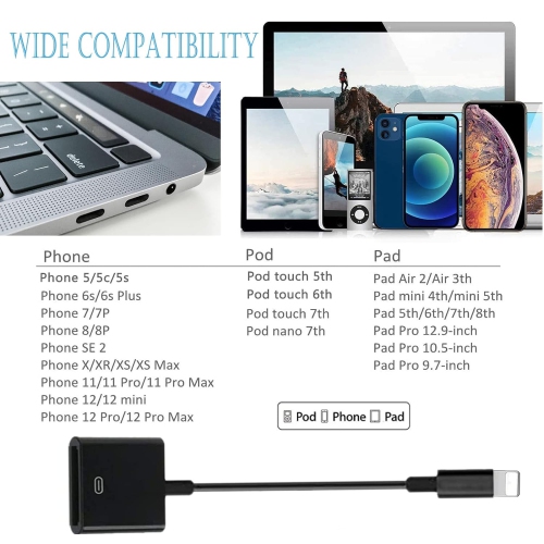 30 Pin to Charger for Lightning Cable Adapter, 8-Pin Male to 30-Pin Female Connector Converter with Phone Charger Cable