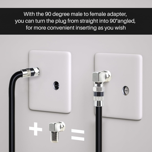 2 Ft/2 Pack RG6 Coaxial Coax Cable Connectors Set, Quad Shielded High-Speed Internet 3 GHZ, Broadband Digital TV