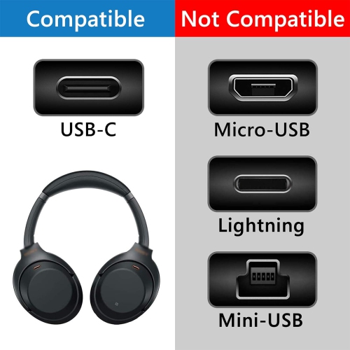 USB Headphones Short Charger Cable Compatible with Sony WH-1000XM5 1000XM4 1000XM3 XB910N CH710N WHXB700