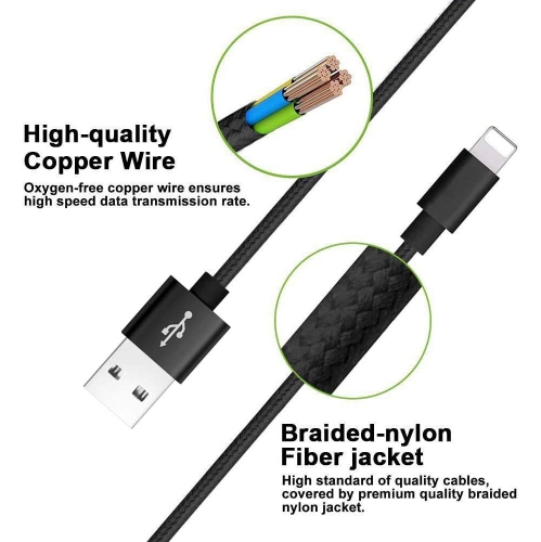 Charger Cable Compatible for Phone, [2Pack] Nylon Braided Phone Cable Fast Charging USB Cord Replacement for Phone